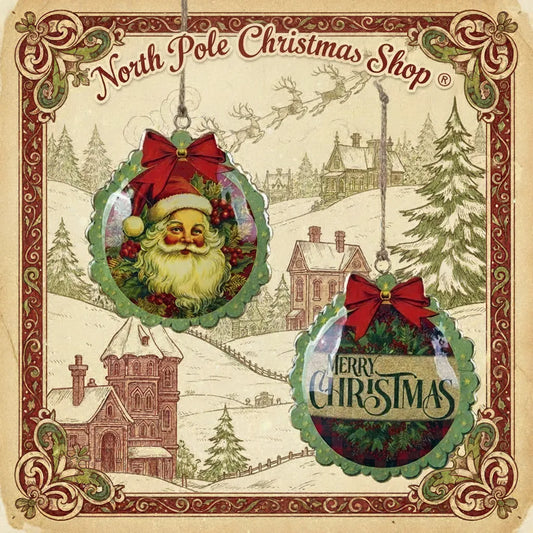 Set 2 Badge Circolari Metallo Vintage | Decorazioni Natalizie