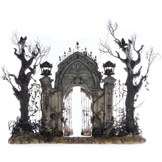 Macabre Mansion Gates W/Tealight Tt Gry Cm - Katherine's Collection Christmas Decoration | North Pole Christmas Shop®
