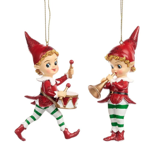 Coppia di ornamenti elfi Candy Cane 10cm Goodwill