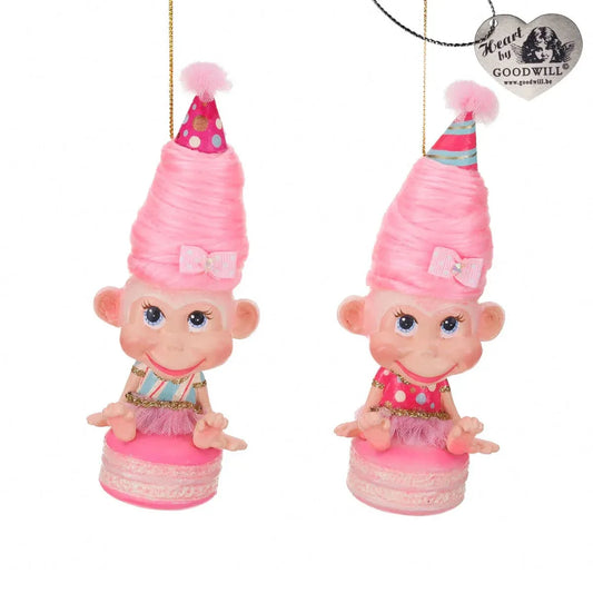 Cott.Candy Carn.Mac.Monkey Orn Ass/2 Pnk 16Cm - Goodwill Christmas Decoration | North Pole Christmas Shop®