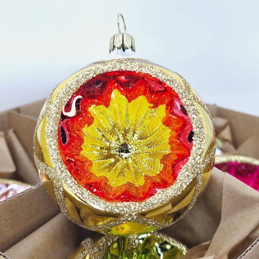 Acquista in Italia Confezione di 6 sfere Reflectors colorate e oro in vetro 6 cm di Nostalgie Christbaumschmuck