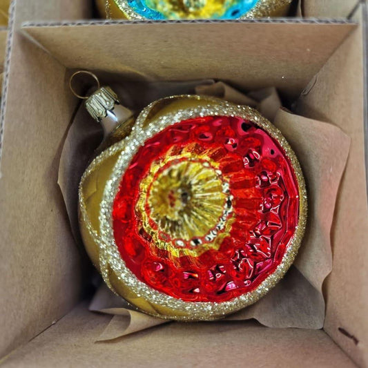 Acquista in Italia Confezione di 6 sfere Reflectors colorate e oro in vetro 8 cm di Nostalgie Christbaumschmuck