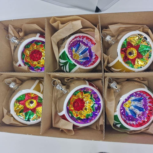 Acquista in Italia Confezione di 6 sfere Reflectors colorate in vetro 8 cm di Nostalgie Christbaumschmuck