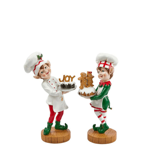 Acquista Decoro Elfo Cuoco Set di 2 Assortiti di EDG per Natale 2024