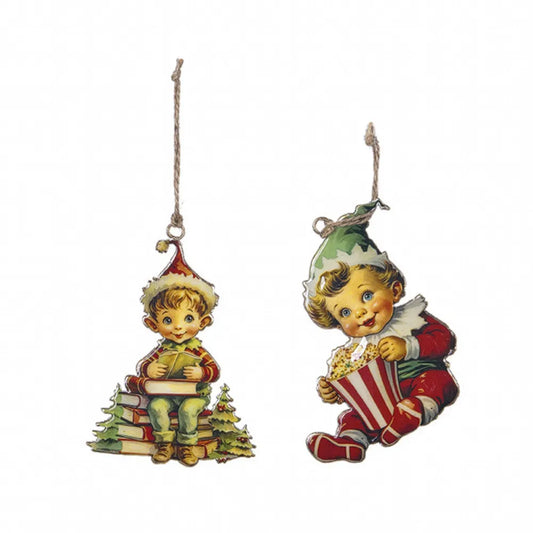 Set 2 Elfi Metallo Vintage | Decorazioni Albero Natale Retrò