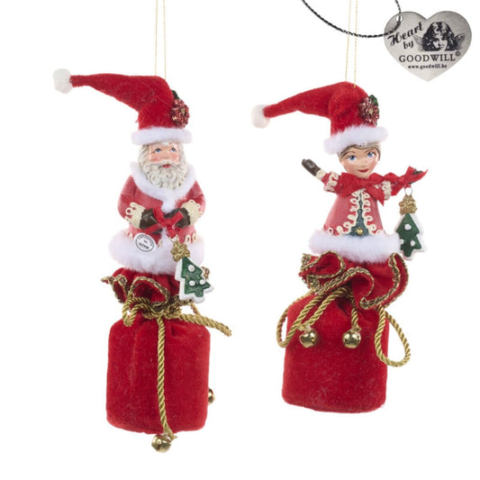 Gingerbr.Santa/Helper In Bag Orn Ass/2 Rd 18,5Cm - Goodwill Christmas Decoration | North Pole Christmas Shop®