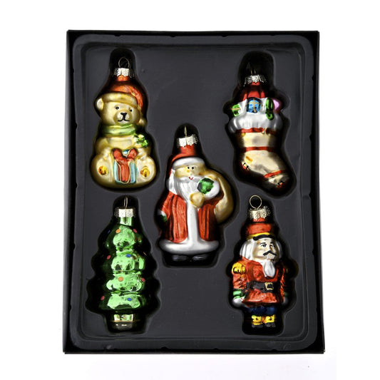Decorazione di Natale in vendita Set di 5 ornamenti in vetro stile vintage