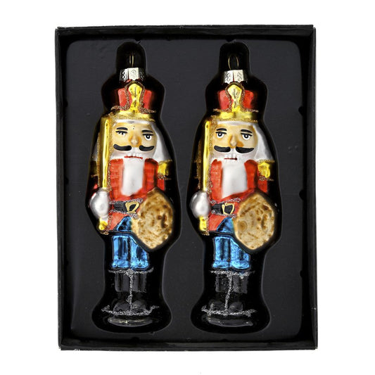 Decorazione di Natale in vendita Set di 2 ornamenti in vetro Nutcrackers Vintage