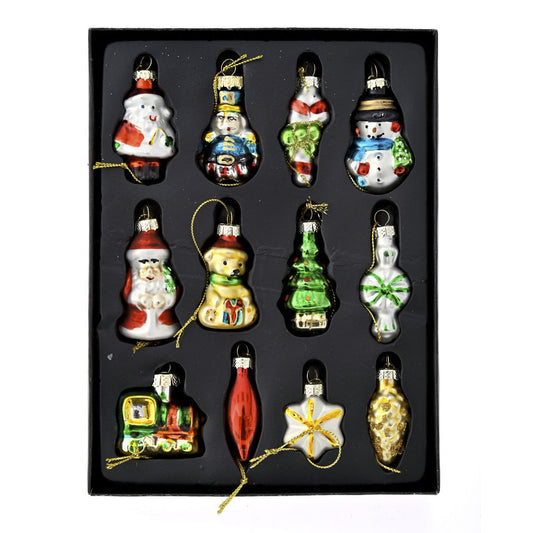 Decorazione di Natale in vendita Set di 12 ornamenti in vetro stile vintage