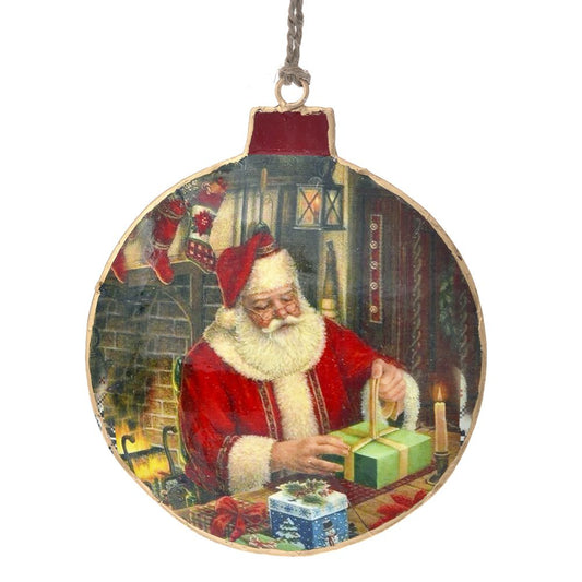 Decorazione di Natale in vendita Ornamento in metallo stile vintage Santa Claus