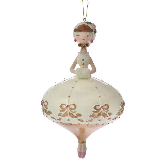 Decorazione di Natale in vendita Ornamento per albero Ballerina crema