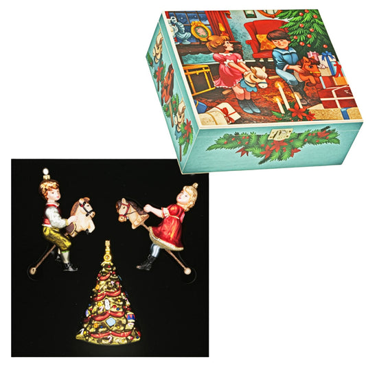 Acquista in Italia Komozja Family Natale 2025 Bambini su cavalli giocattolo collezione albero