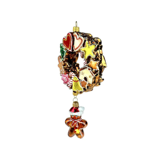 Gingerbread Wreath Koronex 1973X Decorazione Natale Vetro Soffiato