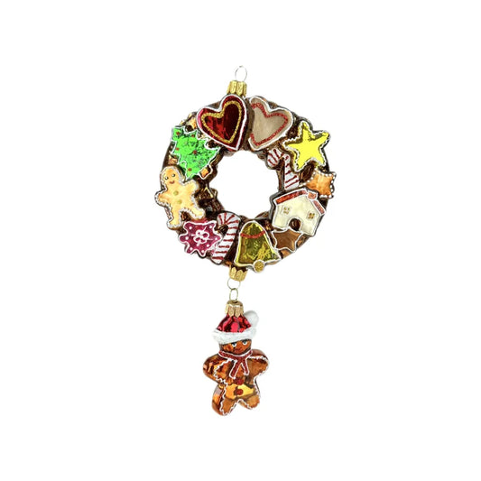 Gingerbread Wreath Koronex 1973X Decorazione Natale Vetro Soffiato