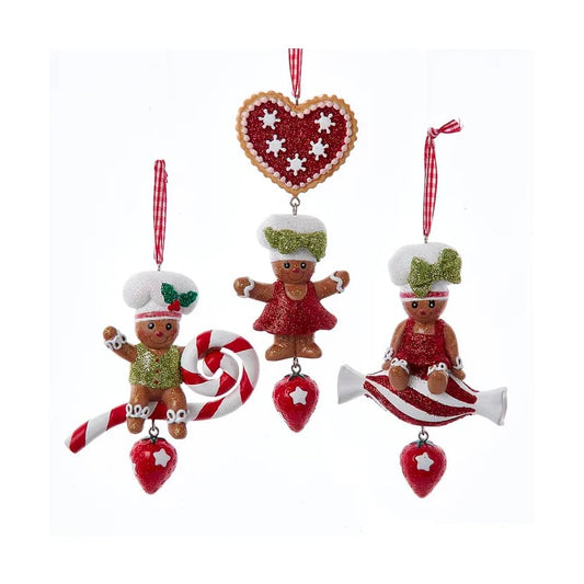 Set di 3 ornamenti Gingerbread caramelle e biscotto H5687