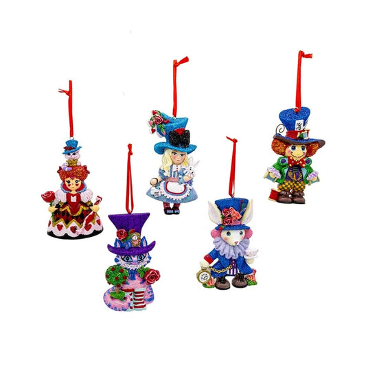 Ornamenti con personaggi di Alice nel Paese delle Meraviglie, 5 assortiti H5906