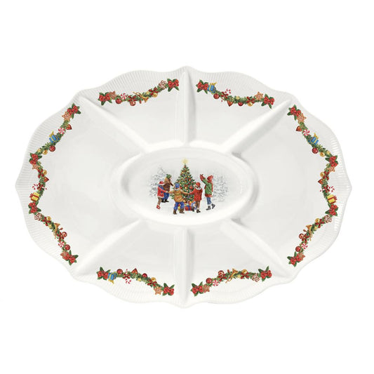 Piatto a scomparti ovale in porcellana CHRISTMAS ROUND Easy Life