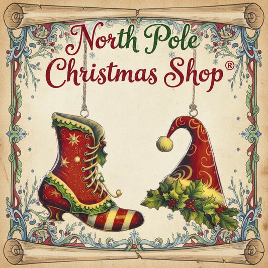 Set 2 Decorazioni Metallo Scarpone e Cappello da Elfo Vintage