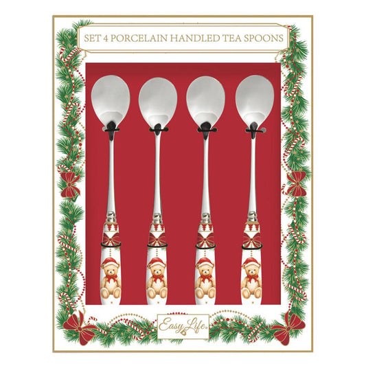 Set 4 cucchiaini da tè con manico in porcellana Magie de Noel Easy Life