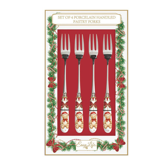Set 4 forchette dolce con manico in porcellana Magie de Noel Easy Life