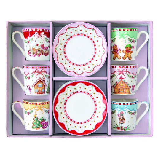 Set 6 tazzine espresso con piattini Sweet Christmas Easy Life