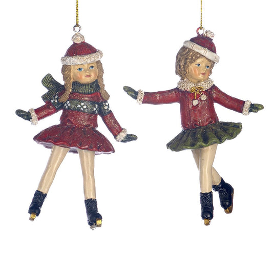 Set di 2 ornamenti bambine vintage che pattinano Goodwill MC 38301
