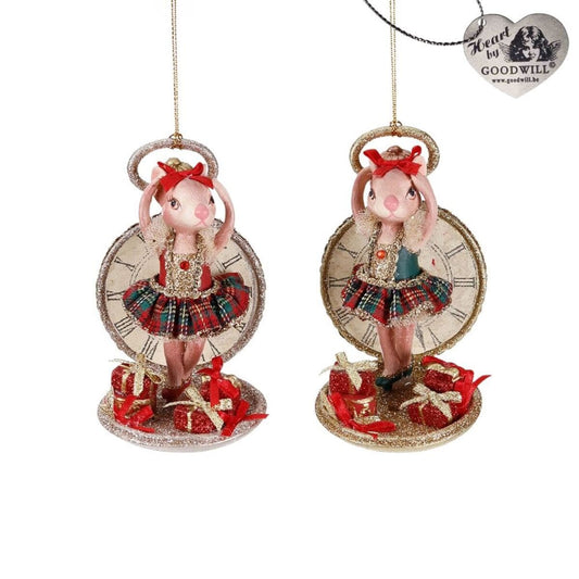 Tart.Bettina On Clock Orn Ass/2 Rd/Gld 11Cm - Goodwill Christmas Decoration | North Pole Christmas Shop®