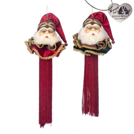 Tart.Santa Tassel Orn Ass/2 Rd/Grn 17Cm - Goodwill Christmas Decoration | North Pole Christmas Shop®