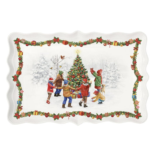 Vassoio 35x23,5 cm in porcellana CHRISTMAS ROUND DANCE Easy Life Pozzi