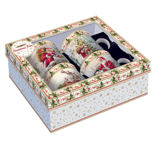 Set 4 mug in porcellana fine china in gift box Christmas Time