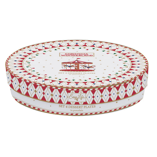 Set 4 piatti dessert in porcellana Christmas Wonderland