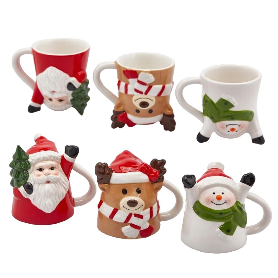 Set regalo tazza tisana Babbo Natale a 4 pezzi cm 8x11,5/cm 11,5
