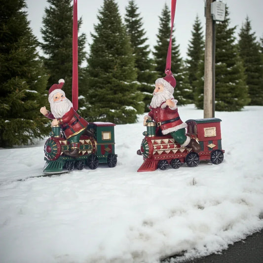2 Ornamenti Assortiti Babbo Natale su Trenino