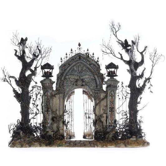 Macabre Mansion Gates W/Tealight Tt Gry Cm - Katherine's Collection Christmas Decoration | North Pole Christmas Shop®