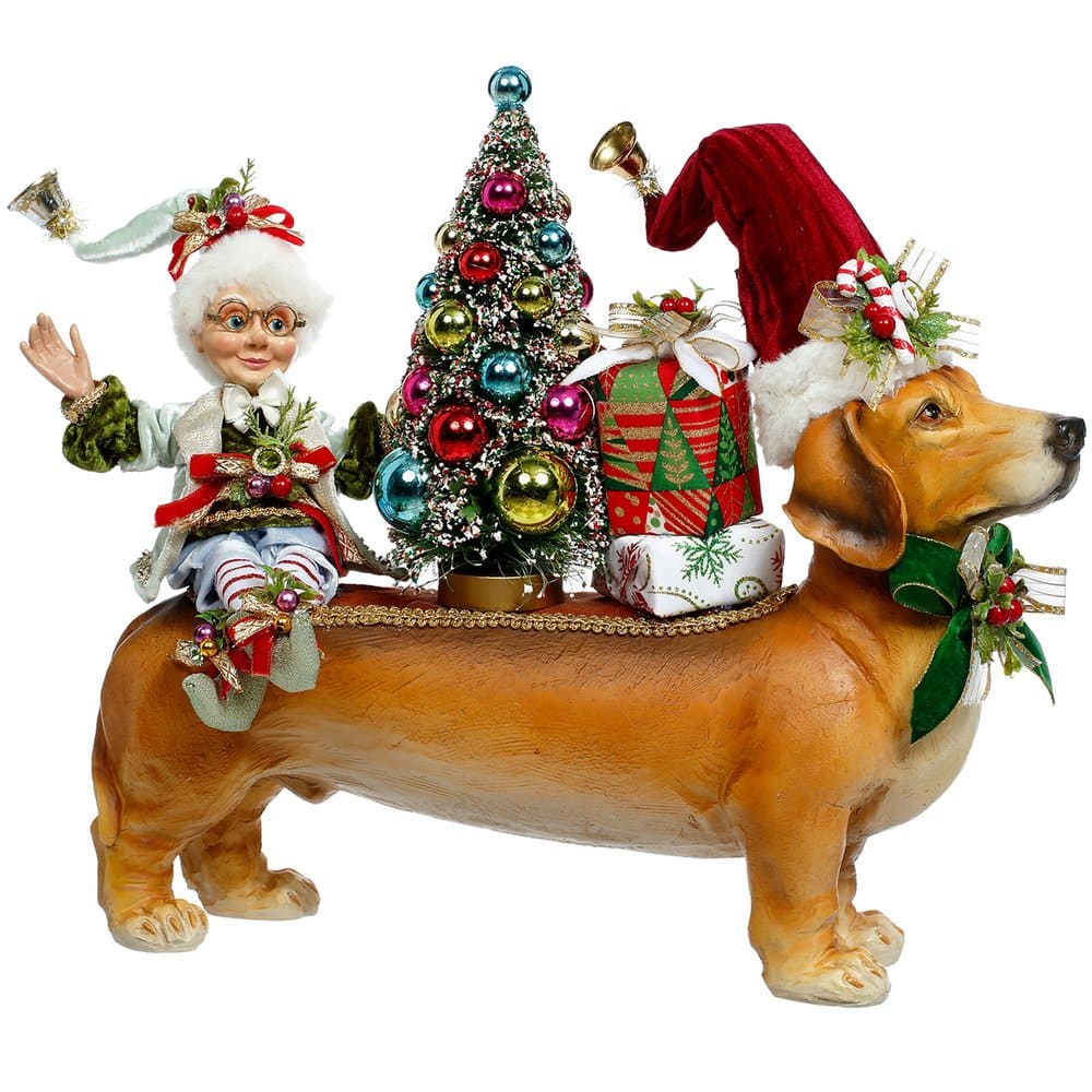 Nothing But A Hound Dog&Elf Brwn/Rd 44,5Cm - Mark Roberts Christmas Decoration | North Pole Christmas Shop®