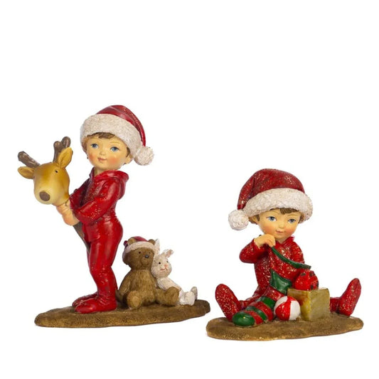 + Xmas Boy W/Gifts/Toys Tt Ass/2 Rd/Brwn 12Cm - Goodwill Christmas Decoration | North Pole Christmas Shop®