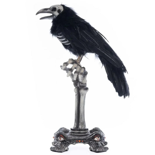 Crow On Skeleton Hand Perch Blk 37Cm - Katherine's Collection Christmas Decoration | North Pole Christmas Shop®
