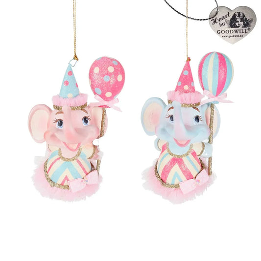 Cott.Candy Carn.Elephant Orn Ass/2 Pnk/Blu 12,5Cm - Goodwill Christmas Decoration | North Pole Christmas Shop®