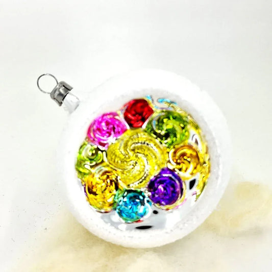 Acquista in Italia Confezione di 6 sfere Reflectors colorate con bordo innevato in vetro 8 cm di Nostalgie Christbaumschmuck