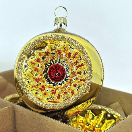 Acquista in Italia Confezione di 6 sfere Reflectors esclusive rosso e oro in vetro 6 cm di Nostalgie Christbaumschmuck