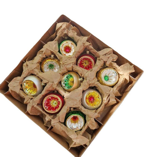 Acquista in Italia Confezione di 9 sfere Reflectors colorate in vetro 8 cm di Nostalgie Christbaumschmuck