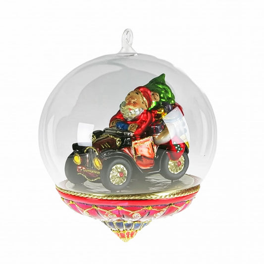 Globo con Santa su Auto classica Komozja Family