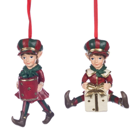 Bambini con Regalo di Natale 2 Ornamenti