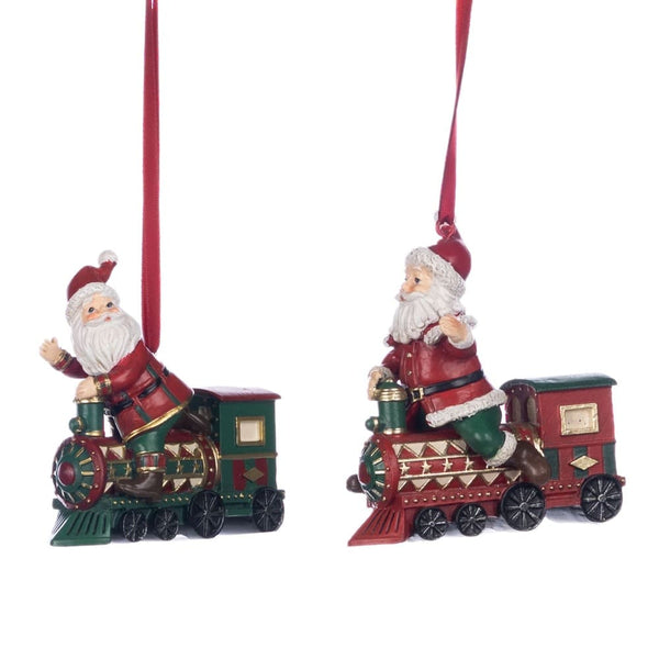 2 Ornamenti Assortiti Babbo Natale su Trenino