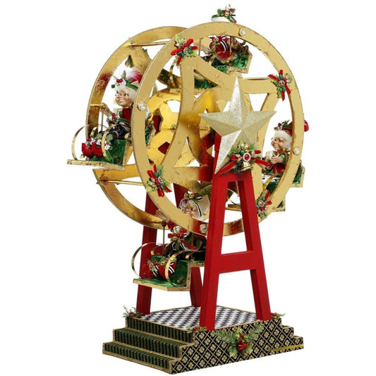 N/P Ferris Wheel W/Elf Gld/Grn Cm Eu Plug - Mark Roberts Christmas Decoration | North Pole Christmas Shop®