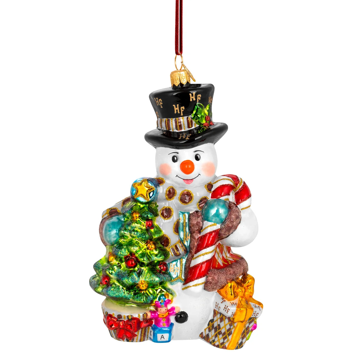 Huras Family Snowman with Candy Cane and Tree
