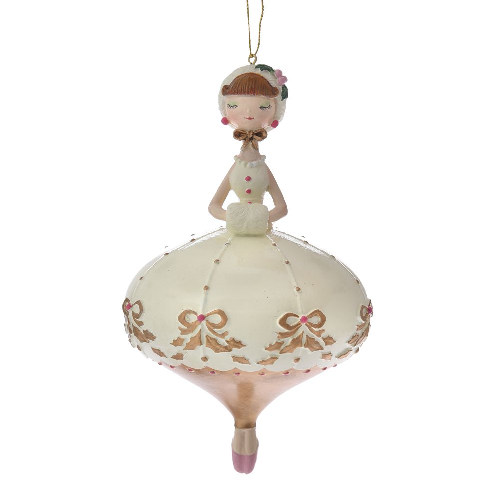 Decorazione di Natale in vendita Ornamento per albero Ballerina crema