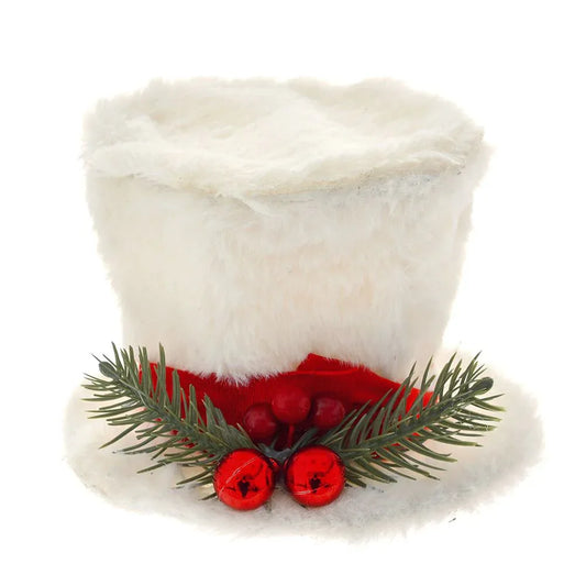 Decorazione di Natale in vendita Cappello piccolo natalizio in tessuto con nastro