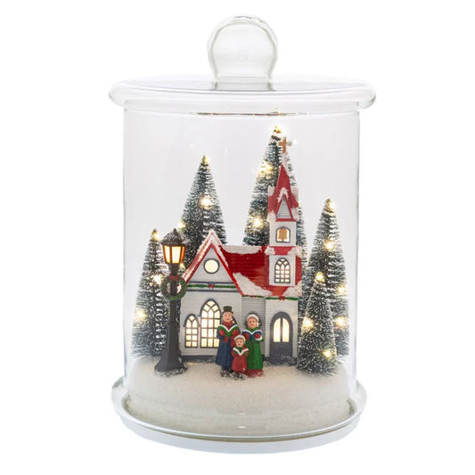 Decorazione di Natale in vendita Barattolo con scenetta natalizia luminosa