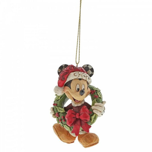 Jim Shore - Ornamento di Natale Topolino Ghirlanda